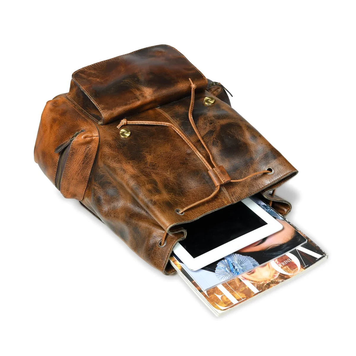 Vortex Leather Backpack: Burnt Brown - Imagen 6