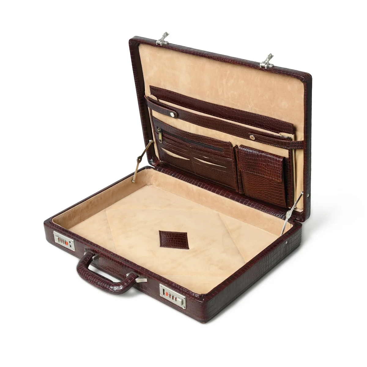 Executive Croco Leather Briefcase/Suitcase- Brown - Imagen 6