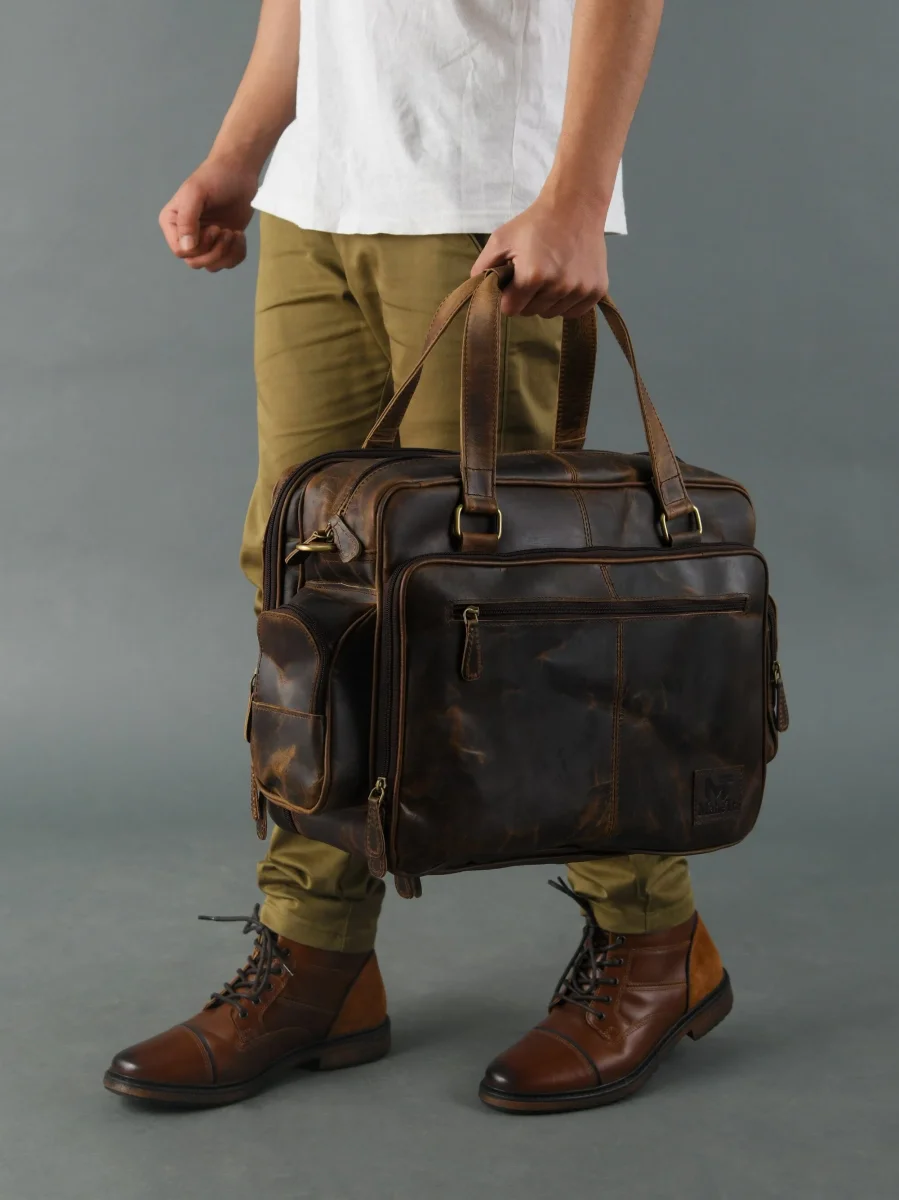 Floyd Handmade Buffalo Leather Office Briefcase - Imagen 4