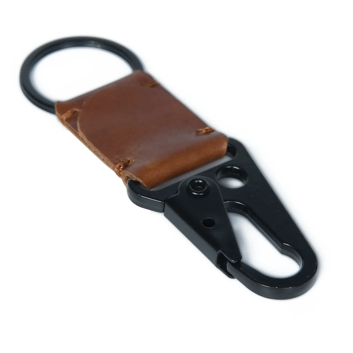 Leather-Metal Key Ring Keychain - Imagen 3