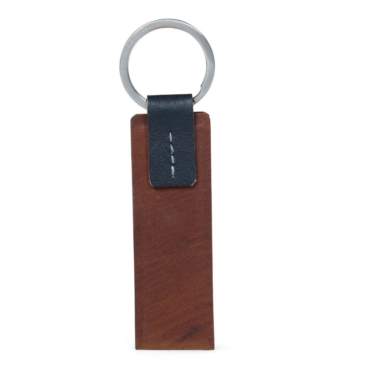 Genuine Leather & Metal Keychain - Imagen 2