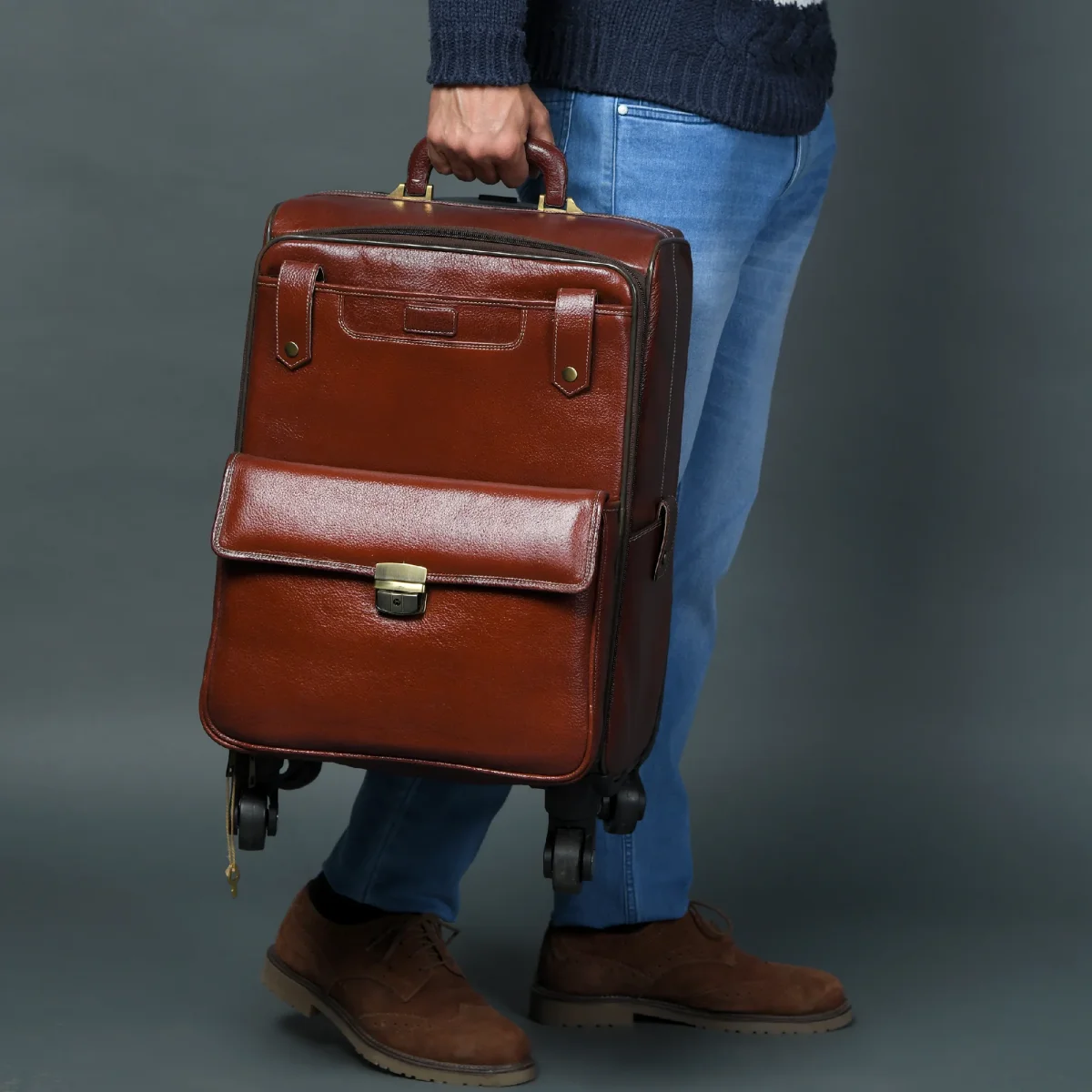 Leather Carry-On Trolly Bag - Imagen 5
