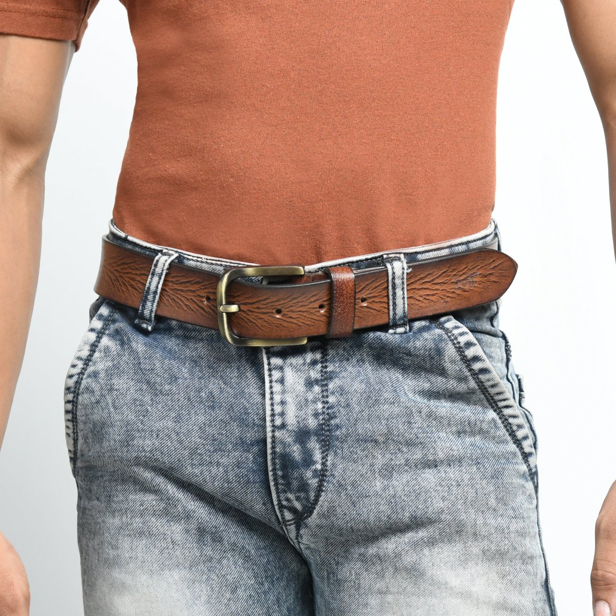 Eden Tan Men's Leather Belt - Imagen 3