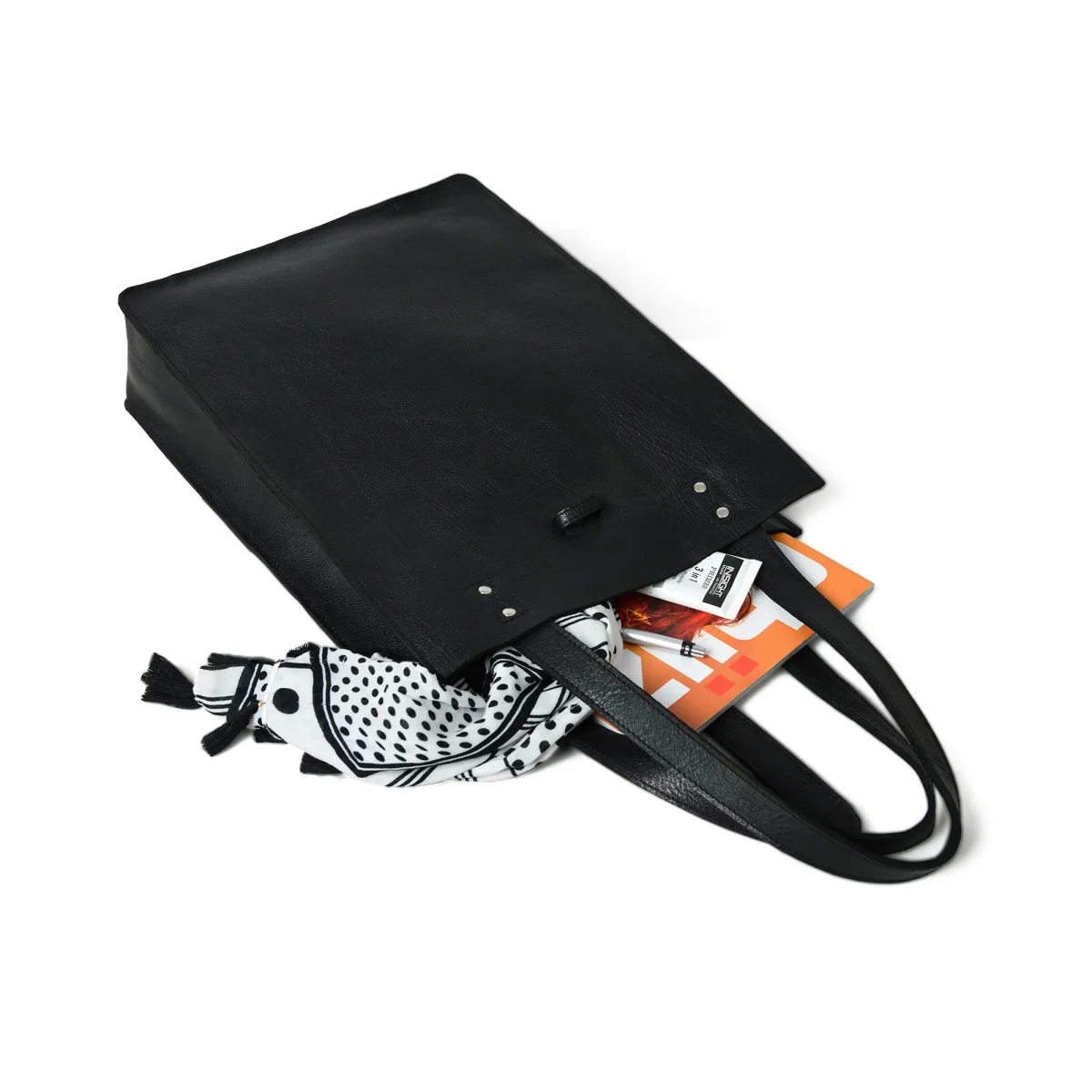 Ebony Elegance Leather Tote - Imagen 9