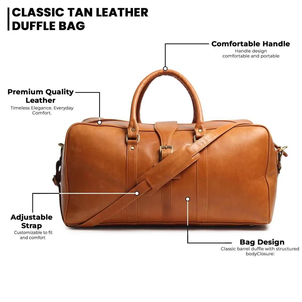 Port Blair Leather Duffle Travel Bag - Imagen 9