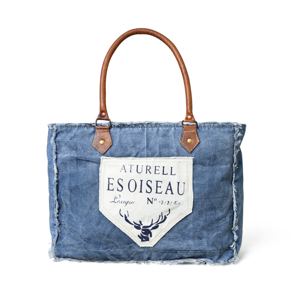 Denim Boho Chic Canvas Shoulder Bag - Imagen 3