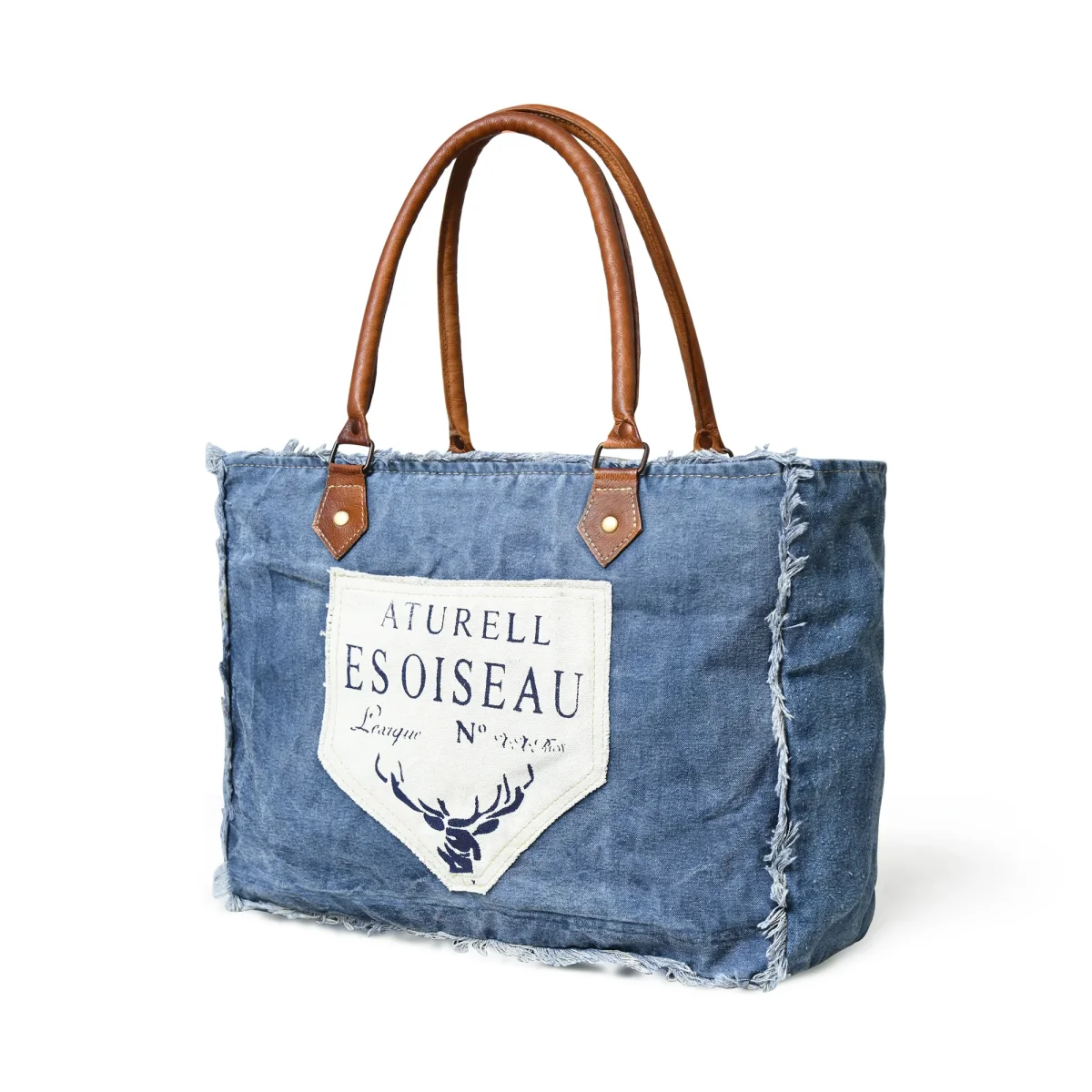 Denim Boho Chic Canvas Shoulder Bag - Imagen 2