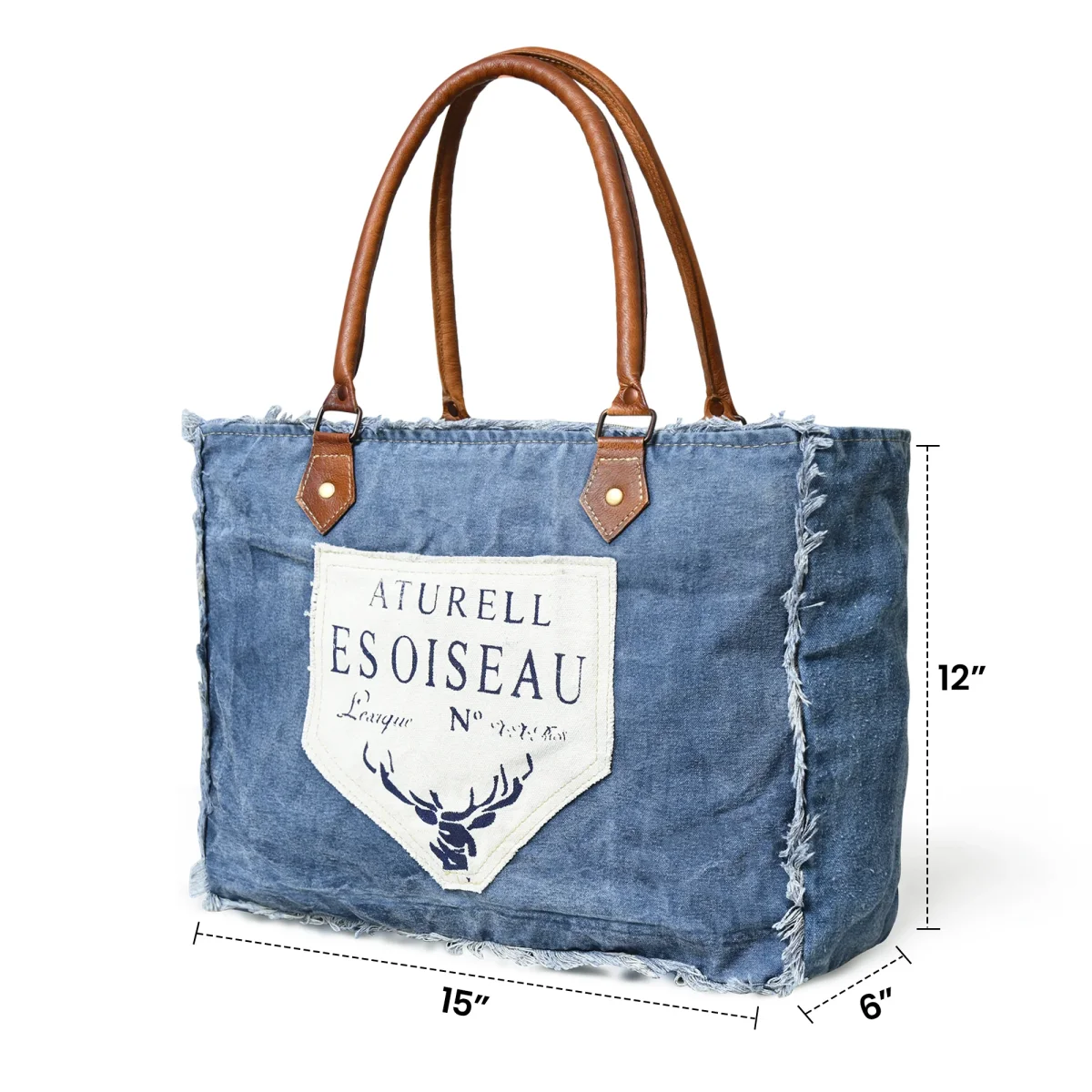 Denim Boho Chic Canvas Shoulder Bag - Imagen 8