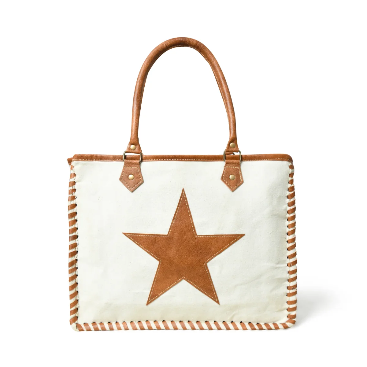 Star Upcycled Canvas Shoulder Tote - Imagen 3