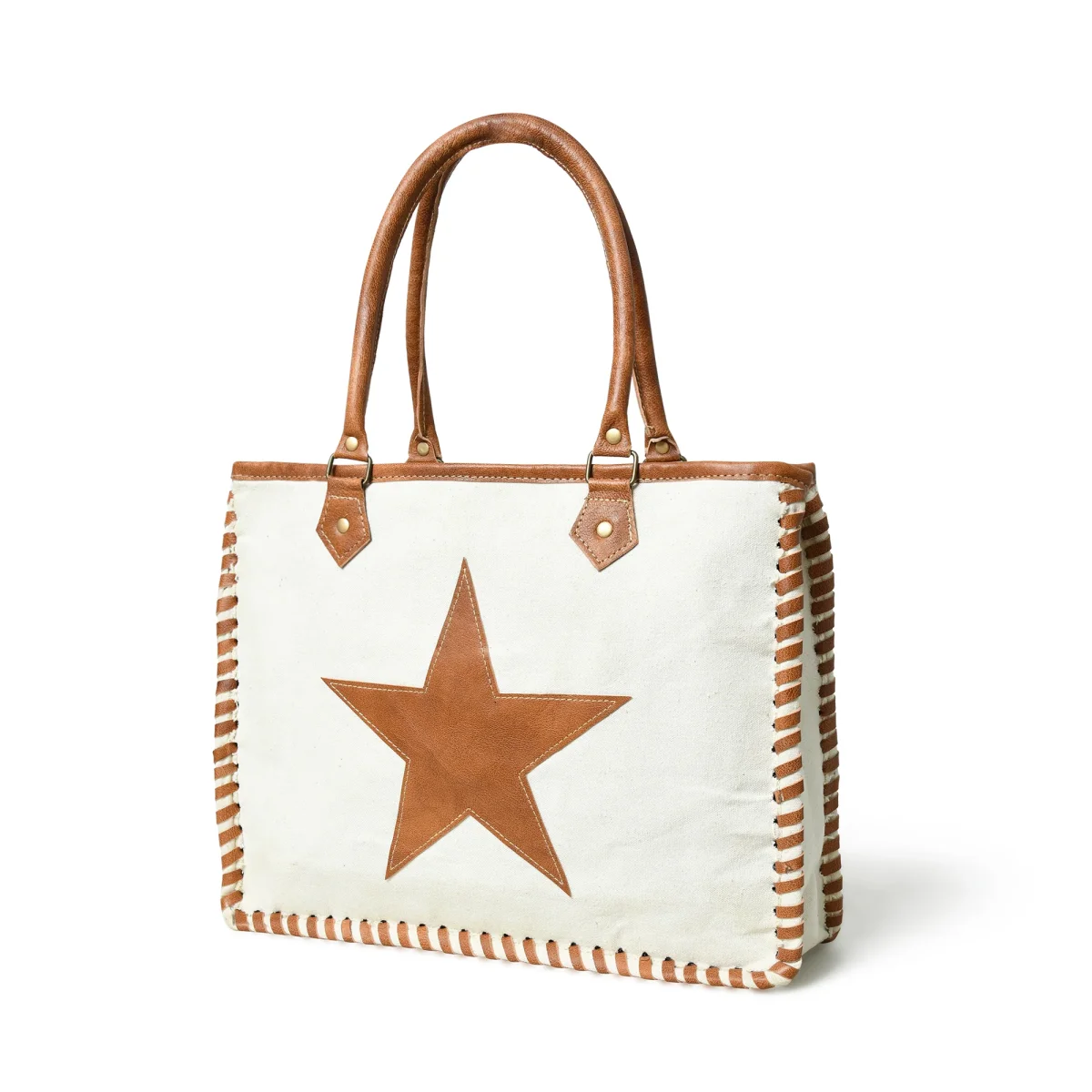 Star Upcycled Canvas Shoulder Tote - Imagen 2