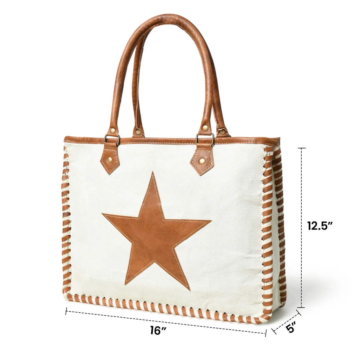 Star Upcycled Canvas Shoulder Tote - Imagen 8