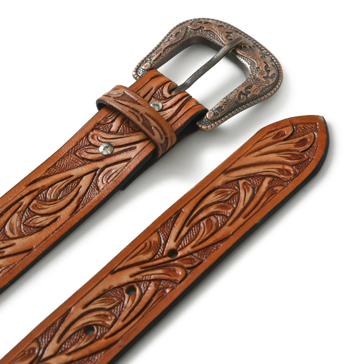 Western Cowboy Leather Belt - Brown - Imagen 4