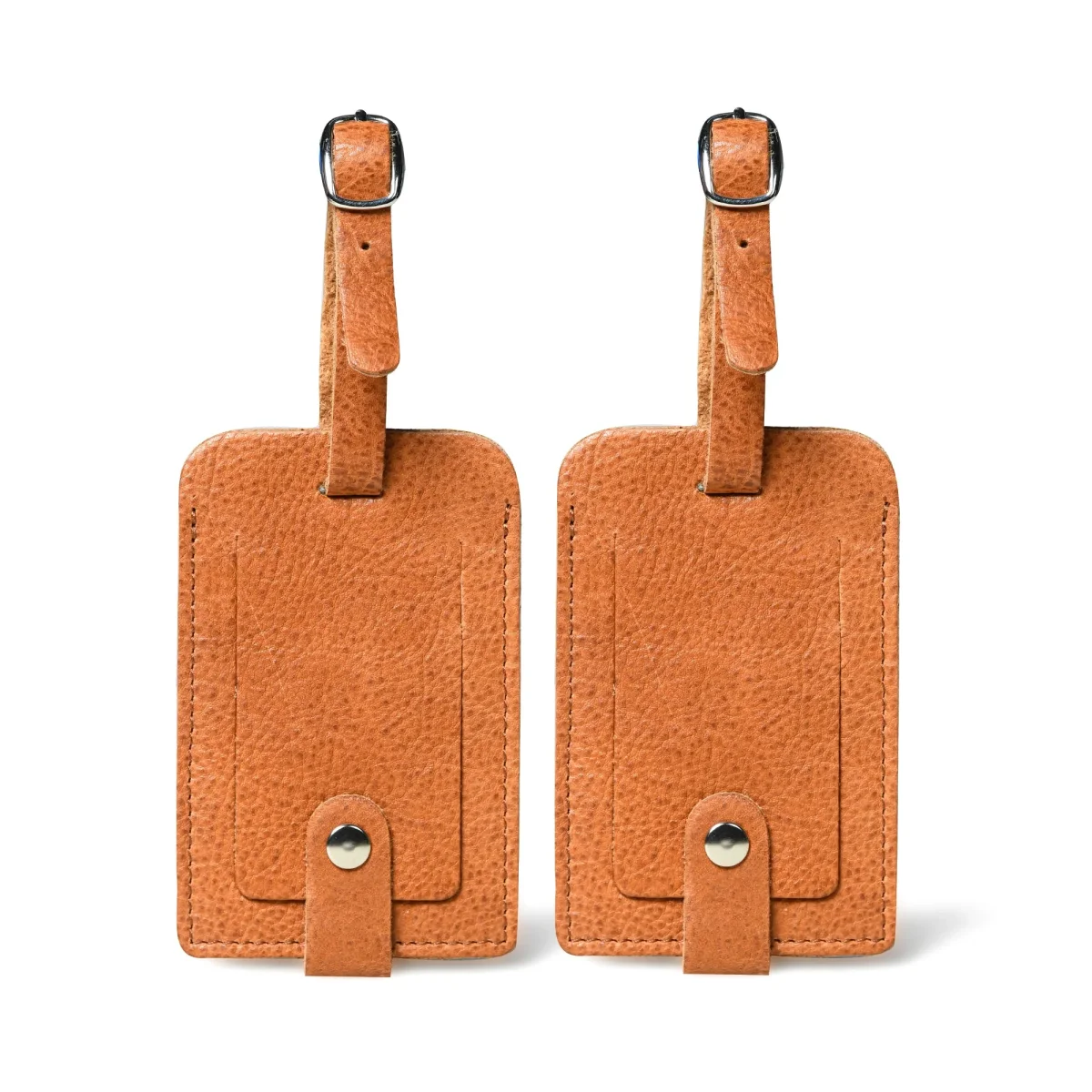 Tan Leather Luggage Tags Set - Imagen 2