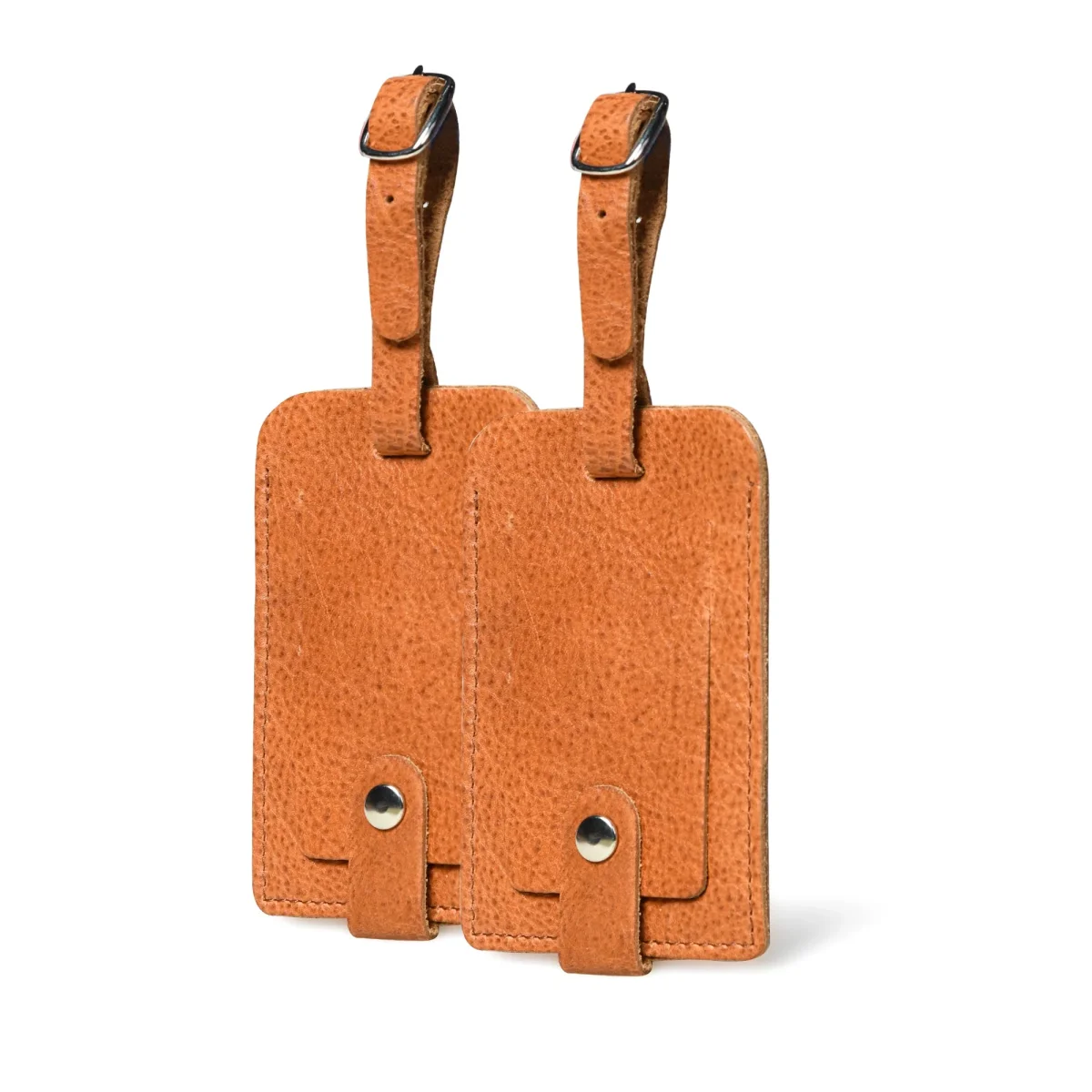 Tan Leather Luggage Tags Set - Imagen 3