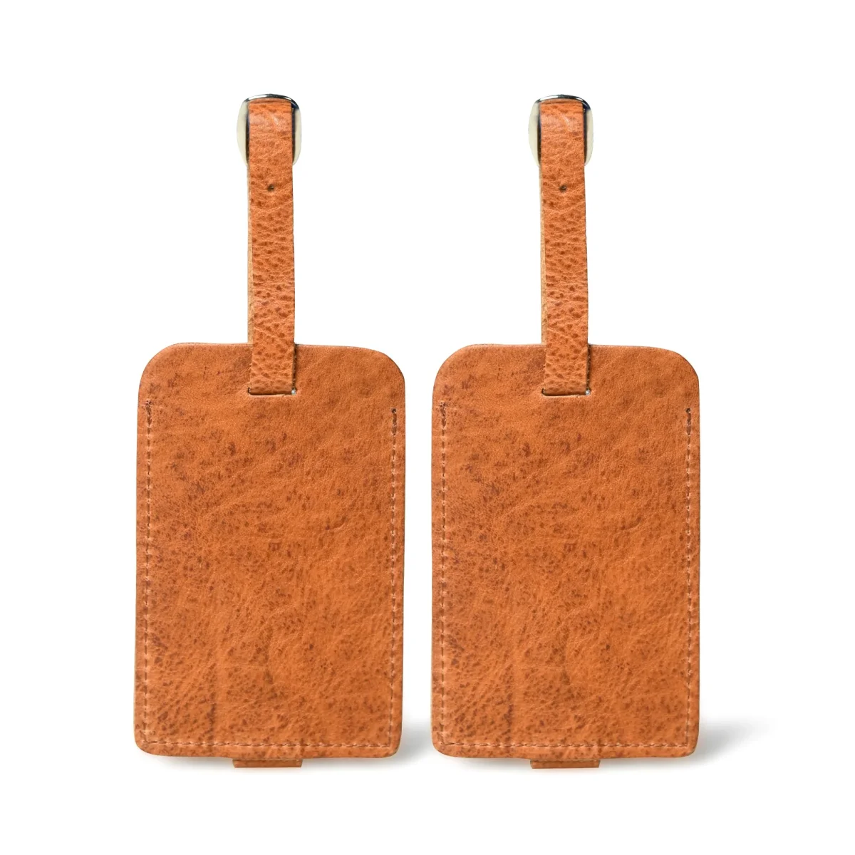 Tan Leather Luggage Tags Set - Imagen 4