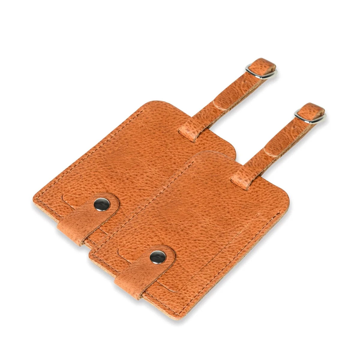 Tan Leather Luggage Tags Set - Imagen 5