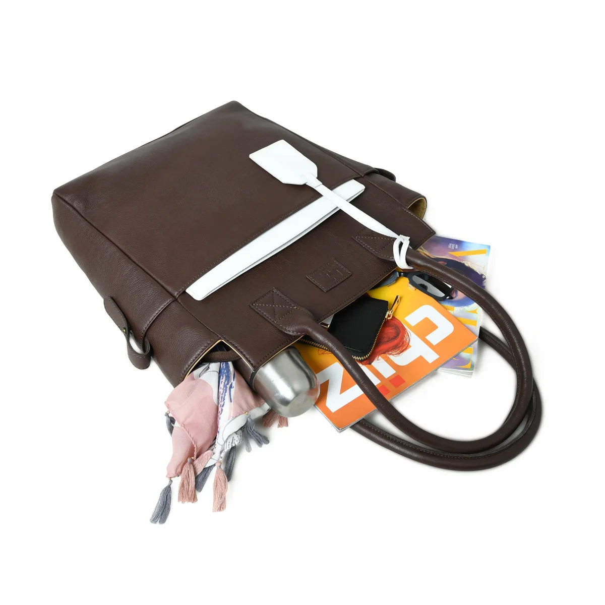 Chestnut Charm Brown Leather Tote - Imagen 5