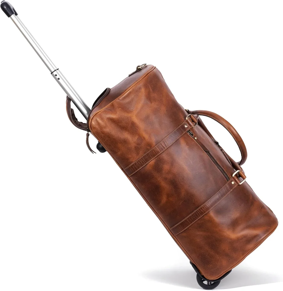 Tan Leather Trolley Bag 44L - Imagen 7
