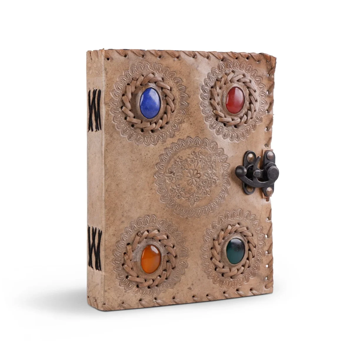 Handcrafted Vintage 4 Stone Leather Diary - Imagen 2