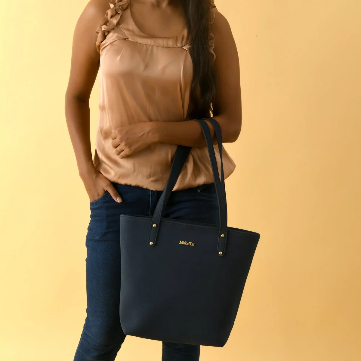 Era Vegan Leather Tote - Navy Blue - Imagen 8