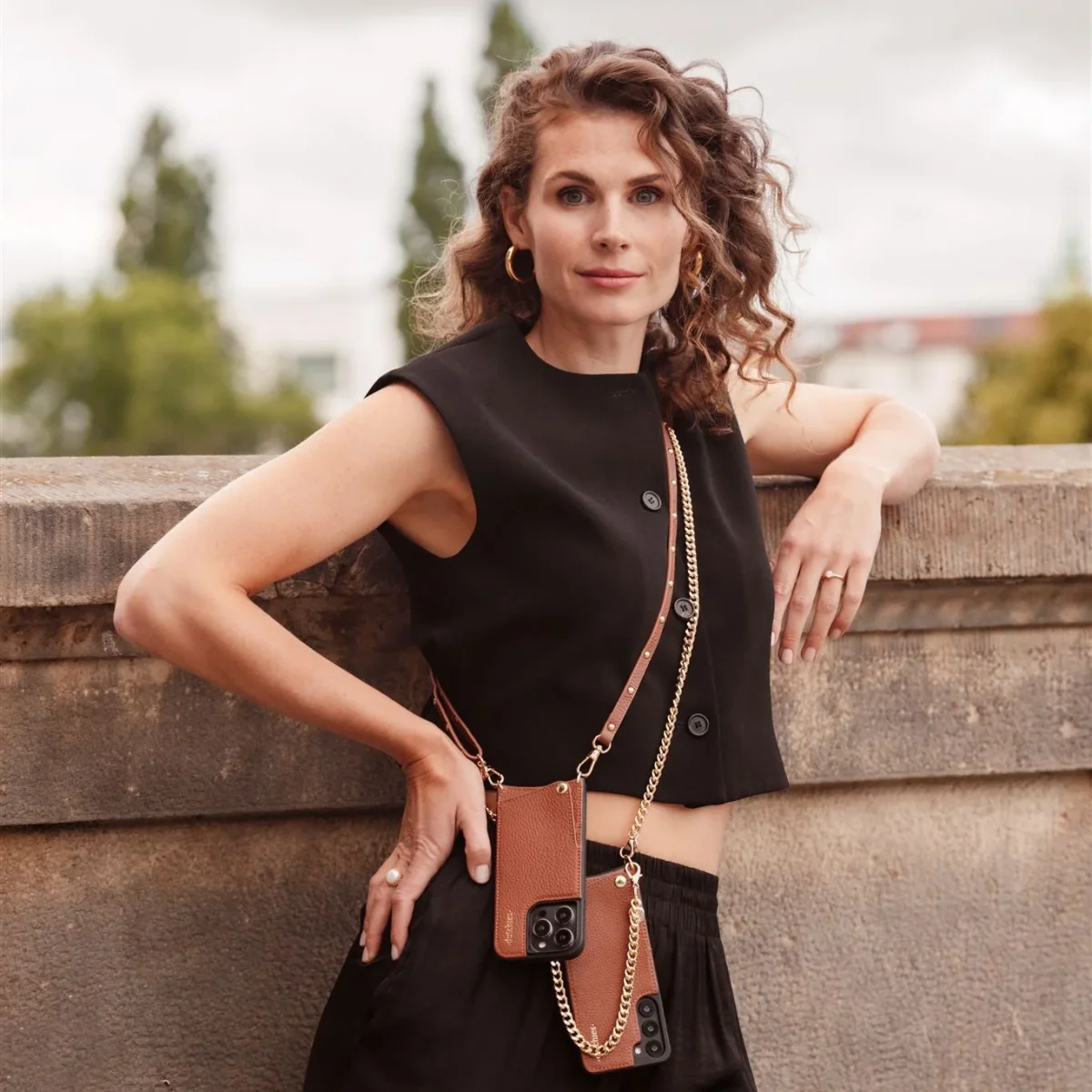 Phone Strap | Slimline Studs | Brown - Imagen 6
