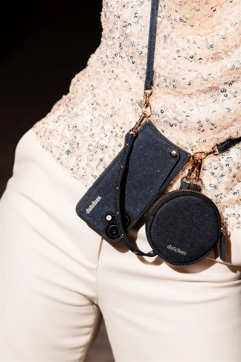 Phone Charm | Slimline Studs | Denim Glitter - Imagen 4