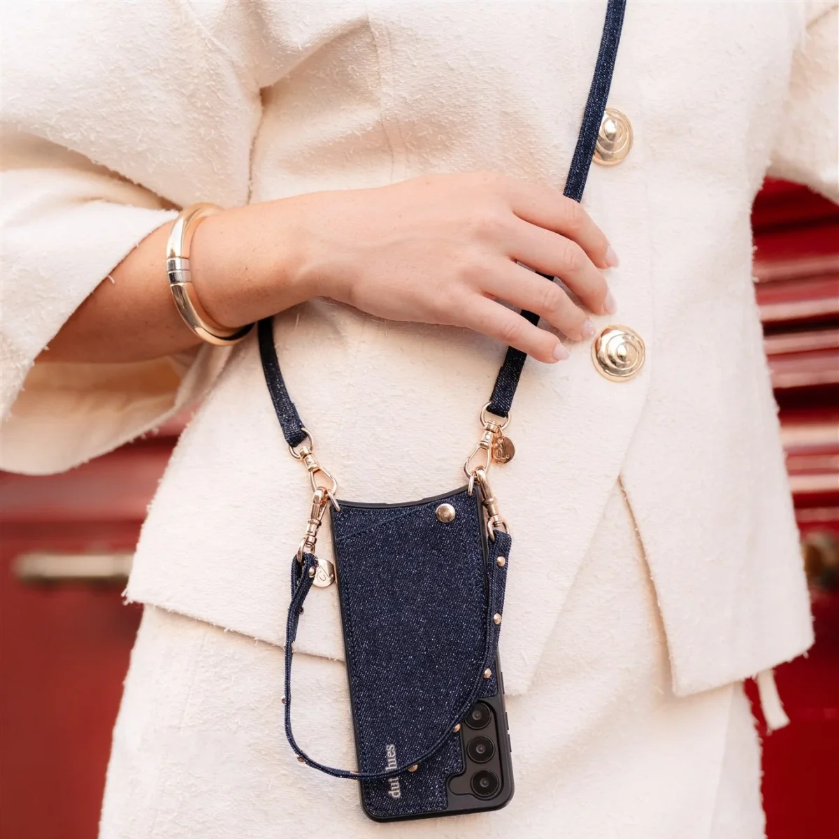 Phone Charm | Slimline Studs | Denim Glitter - Imagen 6