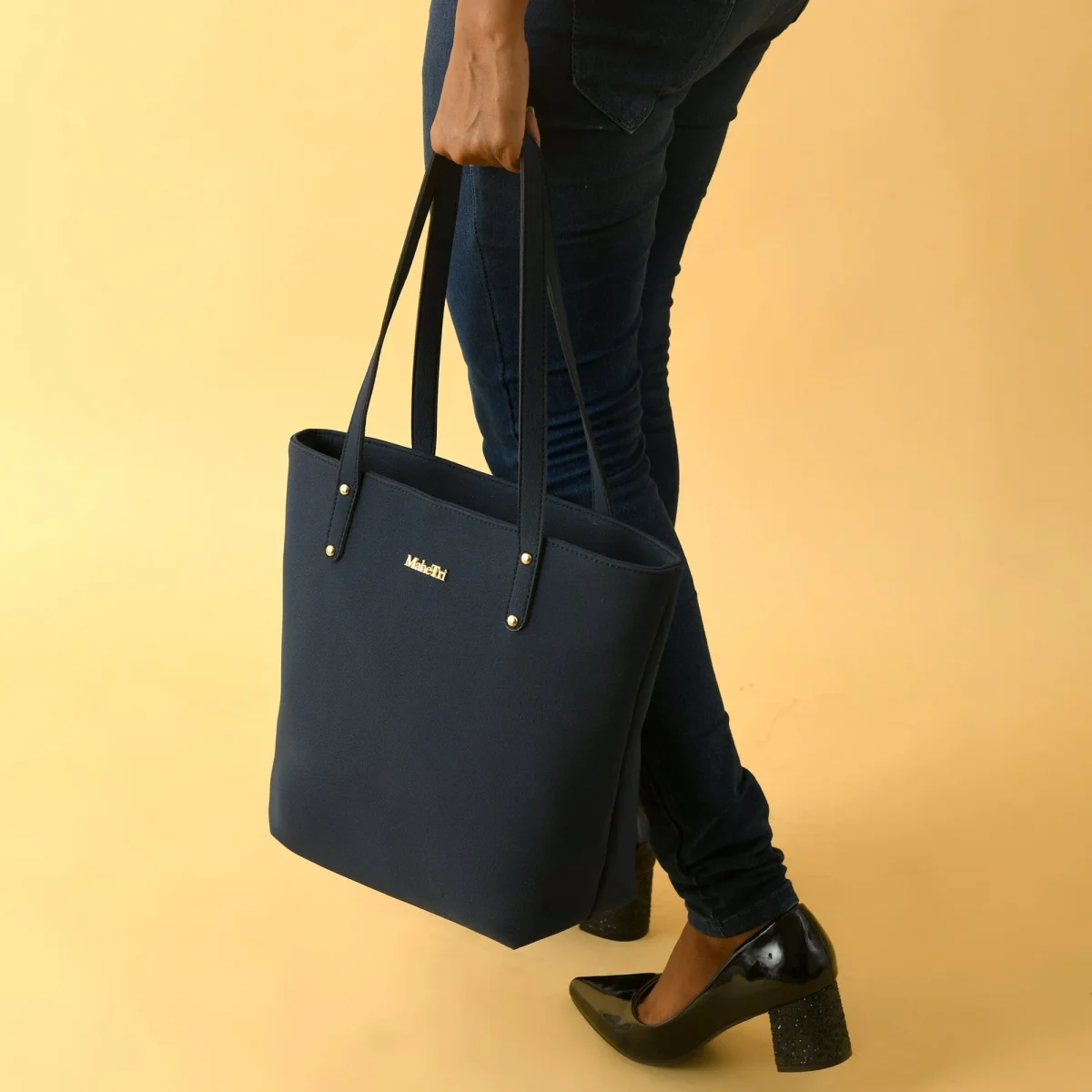 Era Vegan Leather Tote - Navy Blue - Imagen 9