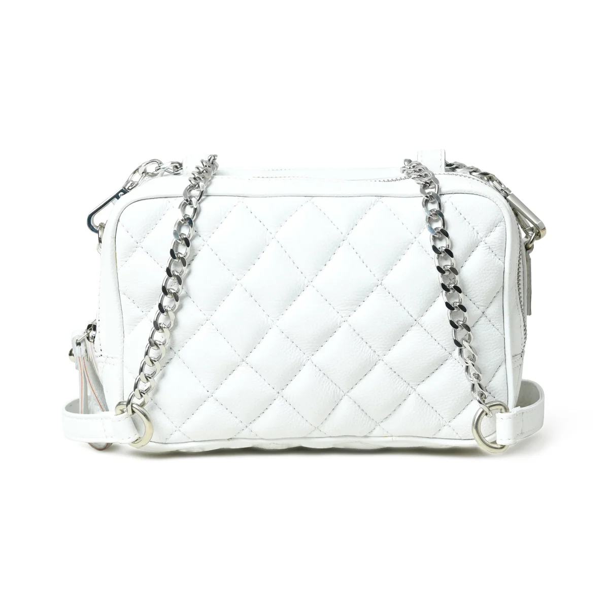 Mini Quilted Crossbody Bag, White - Imagen 3