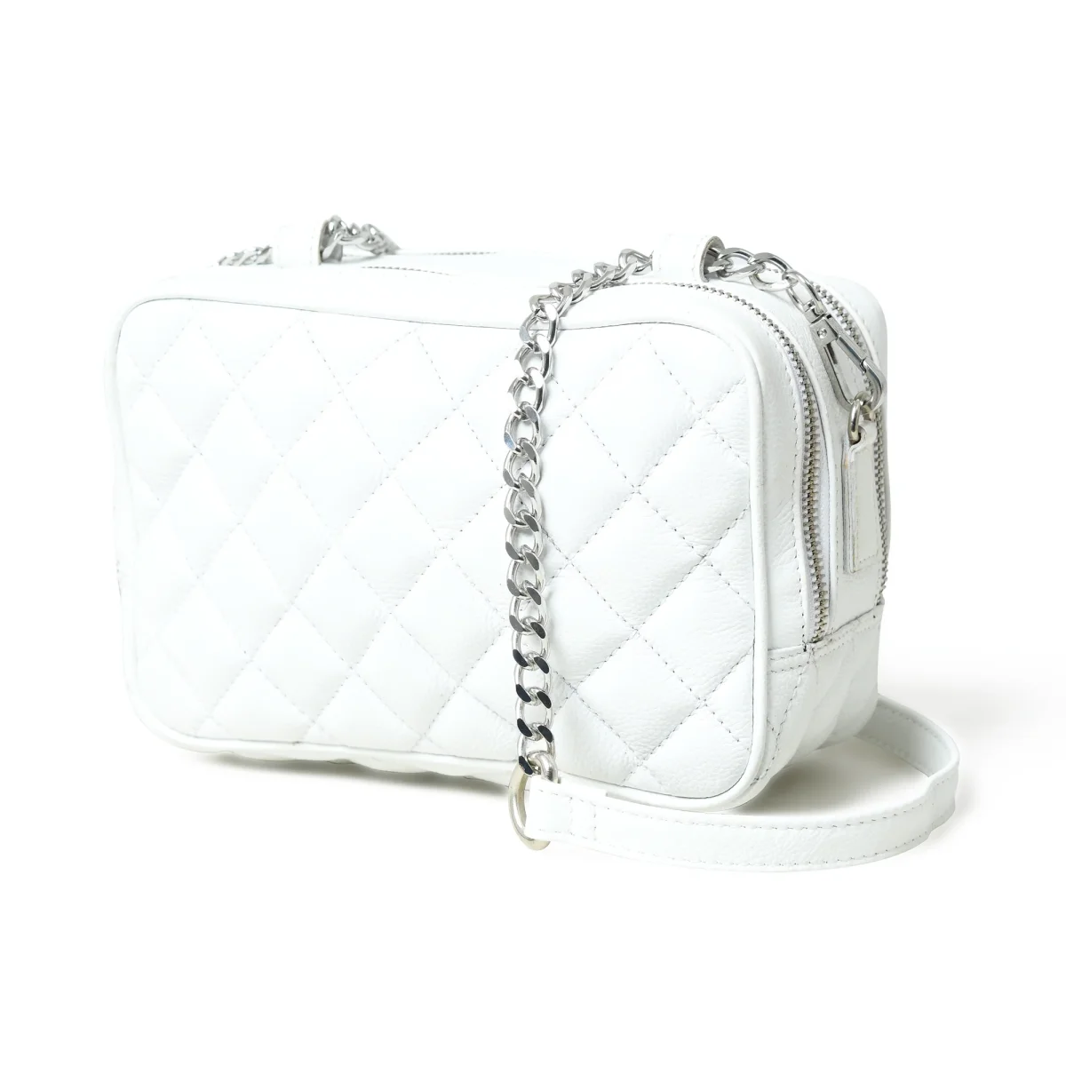 Mini Quilted Crossbody Bag, White - Imagen 6