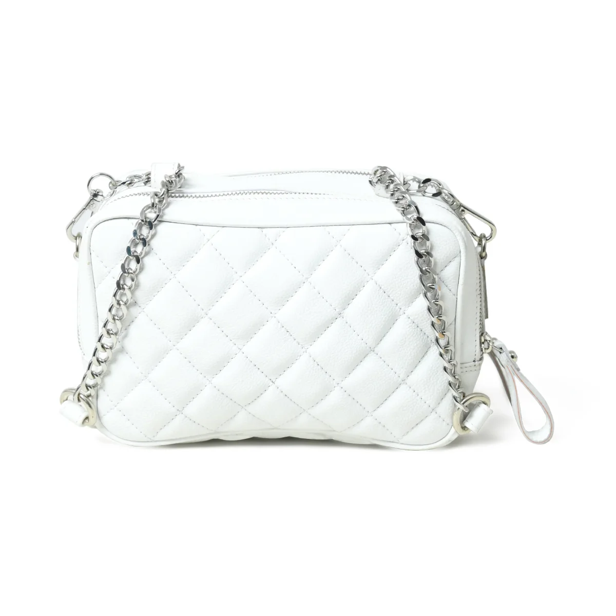 Mini Quilted Crossbody Bag, White - Imagen 7