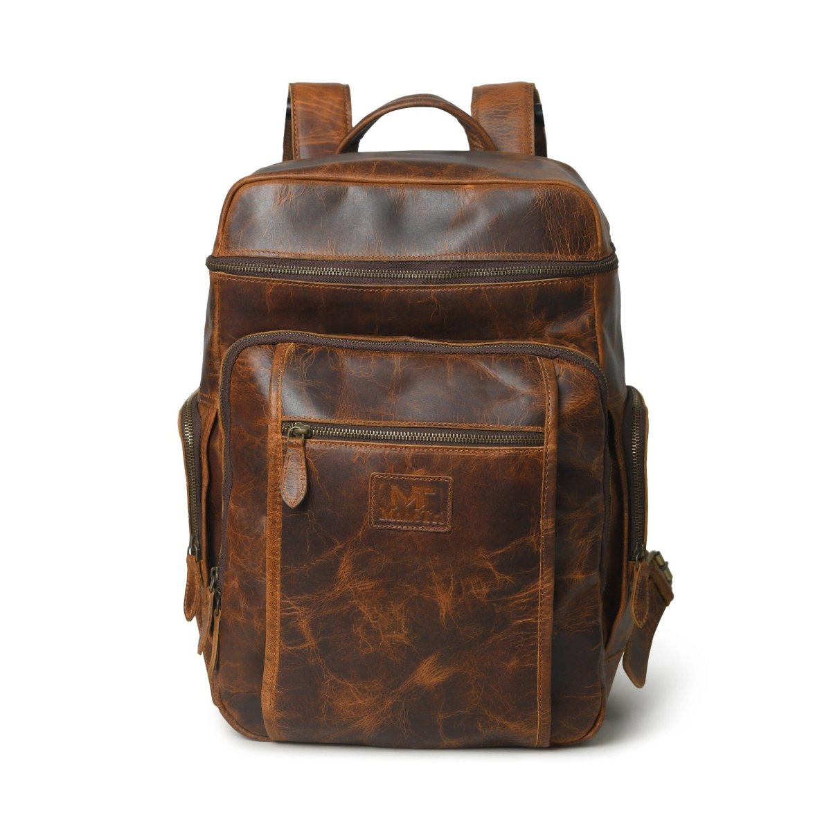 Alpha Caramel Buffalo Leather Travel Backpack - Imagen 2