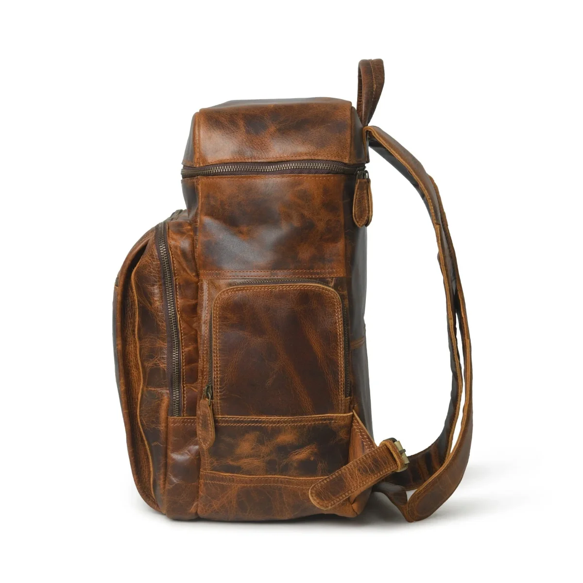 Alpha Caramel Buffalo Leather Travel Backpack - Imagen 8