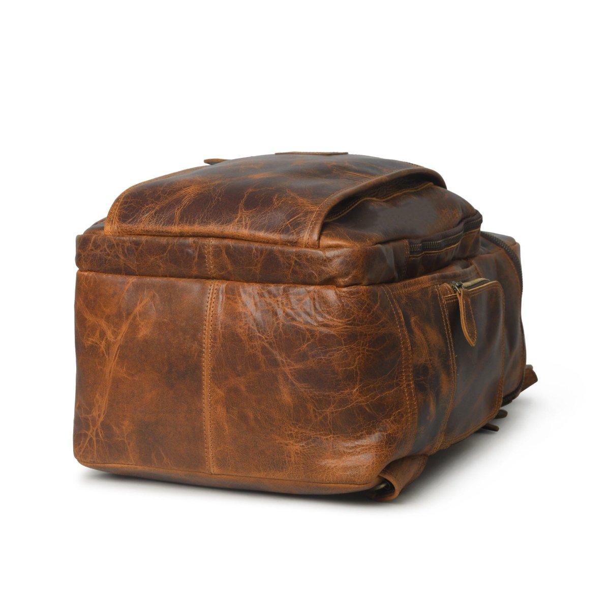 Alpha Caramel Buffalo Leather Travel Backpack - Imagen 6