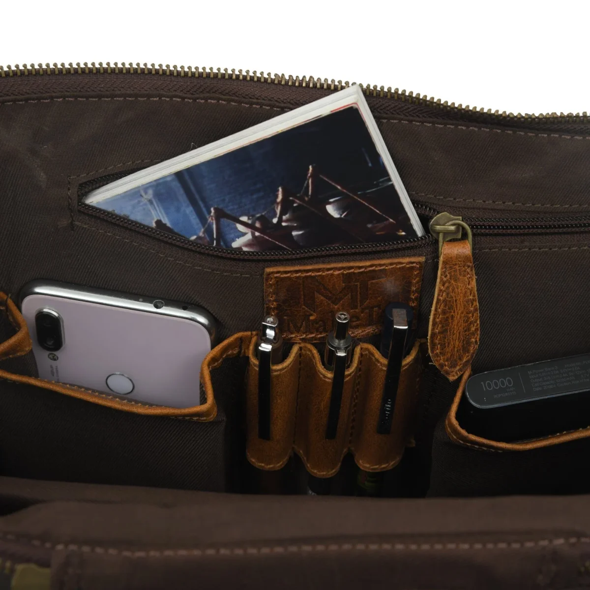Alpha Caramel Buffalo Leather Travel Backpack - Imagen 4