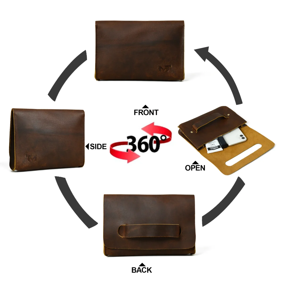 Chic Cocoa Leather Women's Clutch - Imagen 9