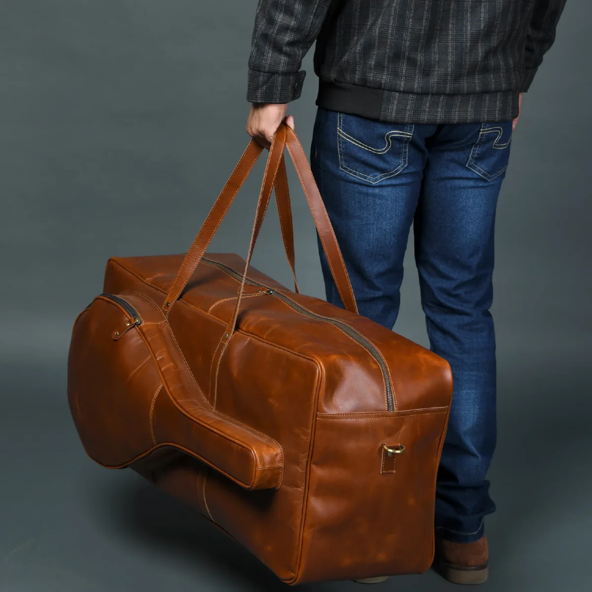 Buffalo Leather Tennis Duffle Bag - Imagen 8