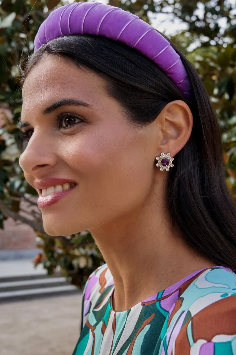 Pendientes Roseta granate - Imagen 2