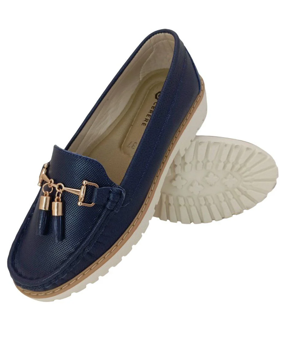MOCASINES CONFORT DAMA COLOR AZUL MARINO MODELO 2811 - Imagen 4