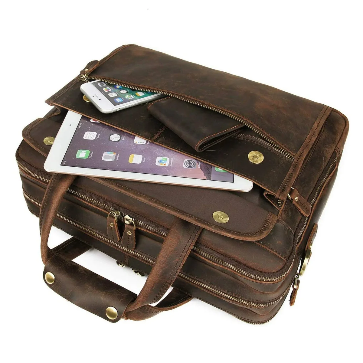 Crazy Horse Leather Briefcase - Imagen 3