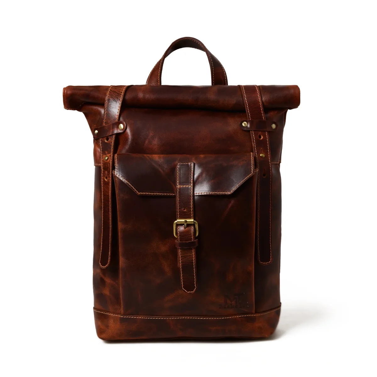 Brown Saddleback Backpack- Roll Top - Imagen 2
