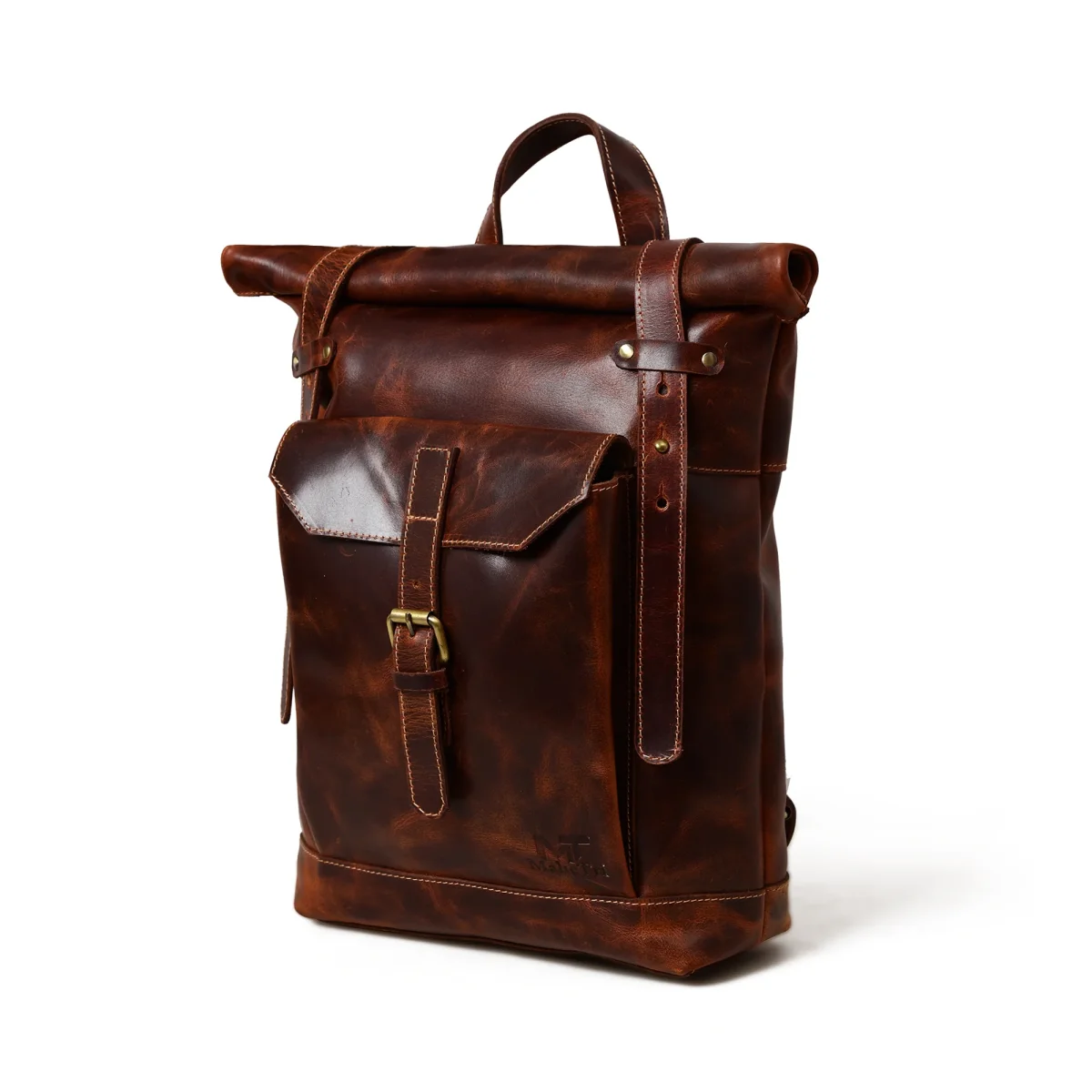 Brown Saddleback Backpack- Roll Top - Imagen 3