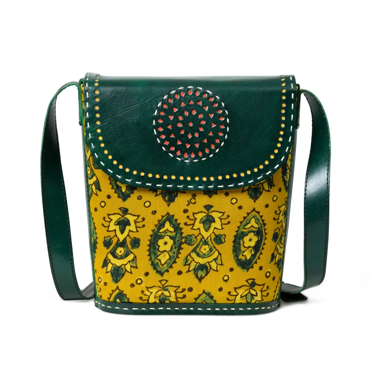 Vibrant Heritage Ajrakh Satchel - Imagen 7