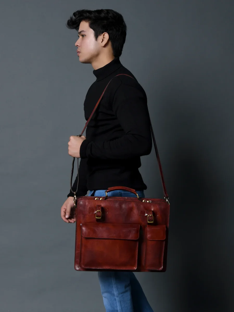 Tuscany Italian Leather Briefcase, Tan - Imagen 8