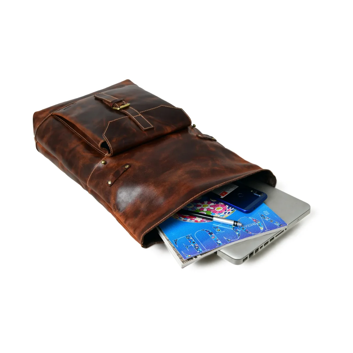Brown Saddleback Backpack- Roll Top - Imagen 7