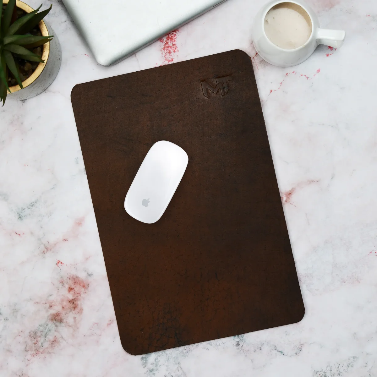 Espresso Elegance Leather Desk Mat + Mouse Pad - Imagen 3