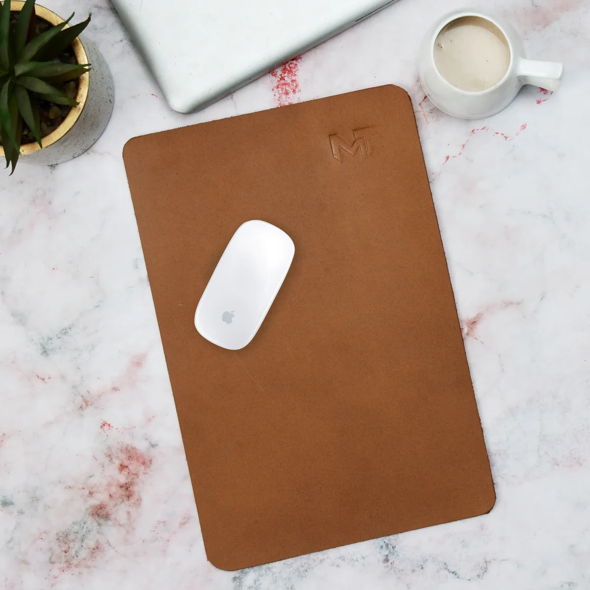 Caramel Luxe Leather Desk Mat + Mouse Pad - Imagen 3