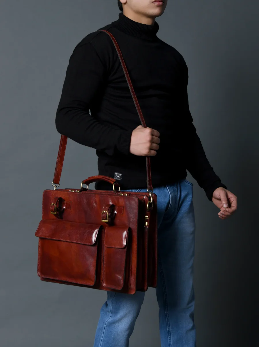 Tuscany Italian Leather Briefcase, Tan - Imagen 5