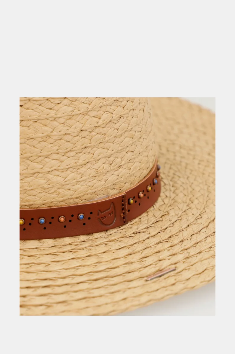 Sombrero rafia tostado - Imagen 5