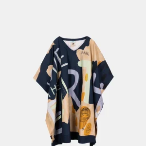 Caftán estampado azul marino